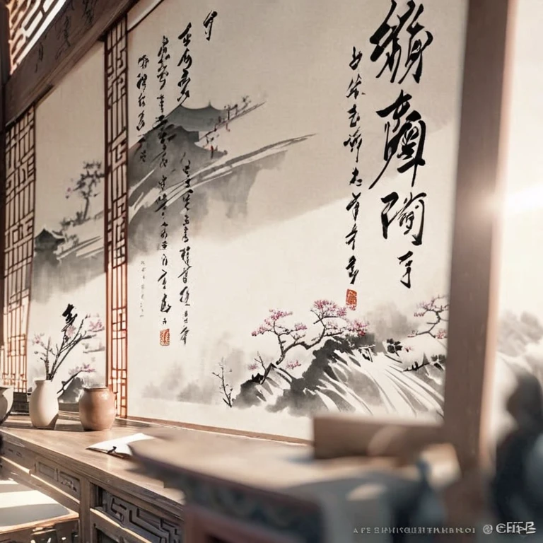 high quality, 8k, ultra-detailed, photorealistic, masterpiece, realistic, cinematic lighting, intricate details, ancient chinese school classroom, male teacher instructing students, traditional chinese architecture, calligraphy, ink wash painting, warm color tones, natural sunlight, students wearing traditional chinese clothing, focused expressions, teacher's authoritative yet compassionate demeanor, classical chinese landscape in background, delicate textures, depth of field