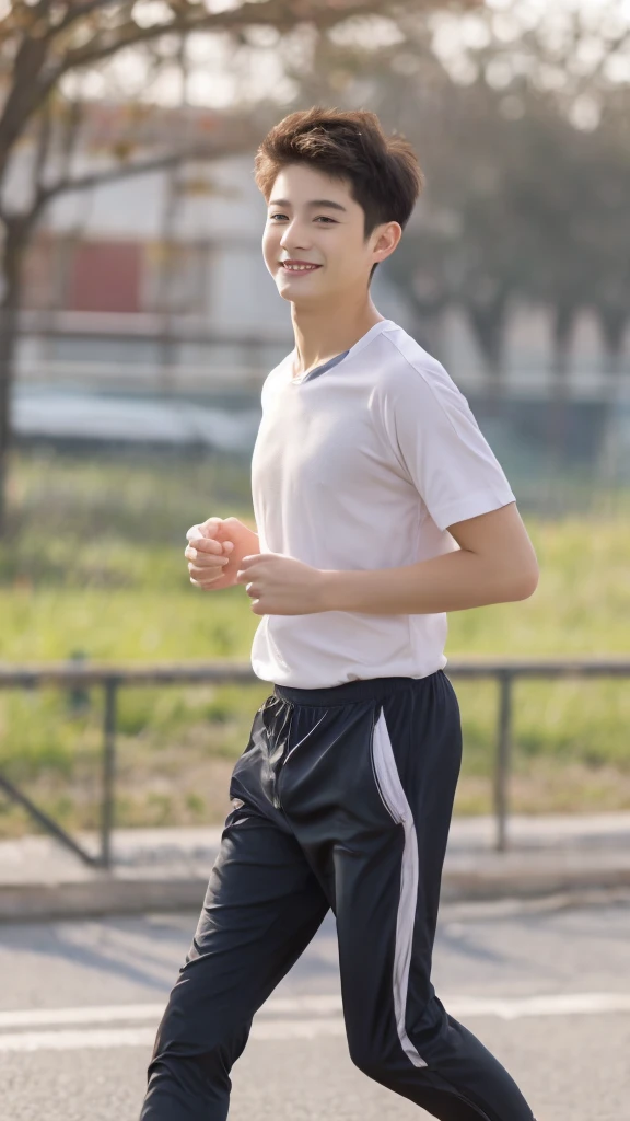 -yeld bomile,Spread your white and slender legs,jogging,full body,8K(nsfw)Delicate facial features,Handsome
