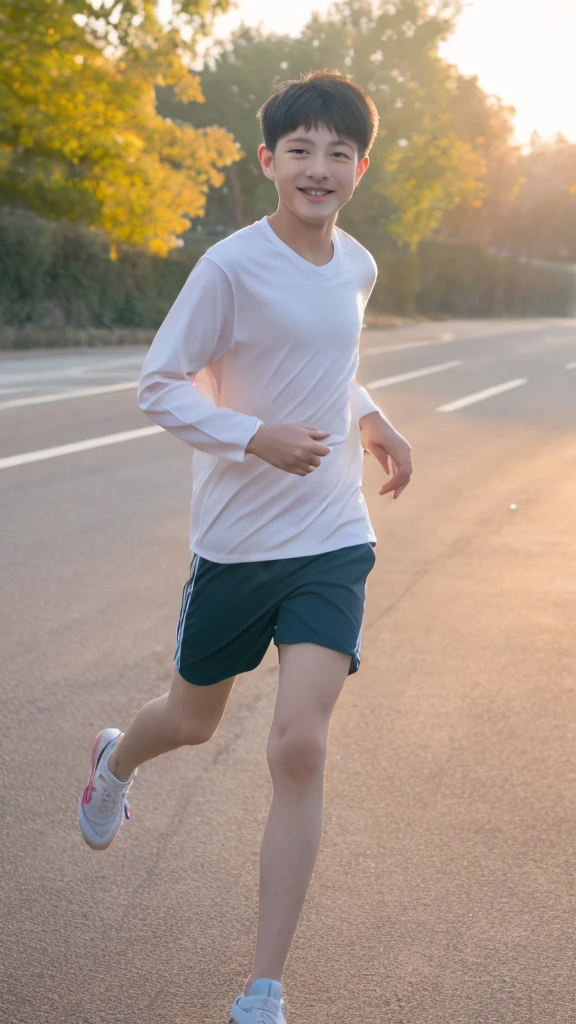 ,Smile,Spread your white and slender legs,jogging,full body,8K(nsfw)Delicate facial features,Handsome,8K