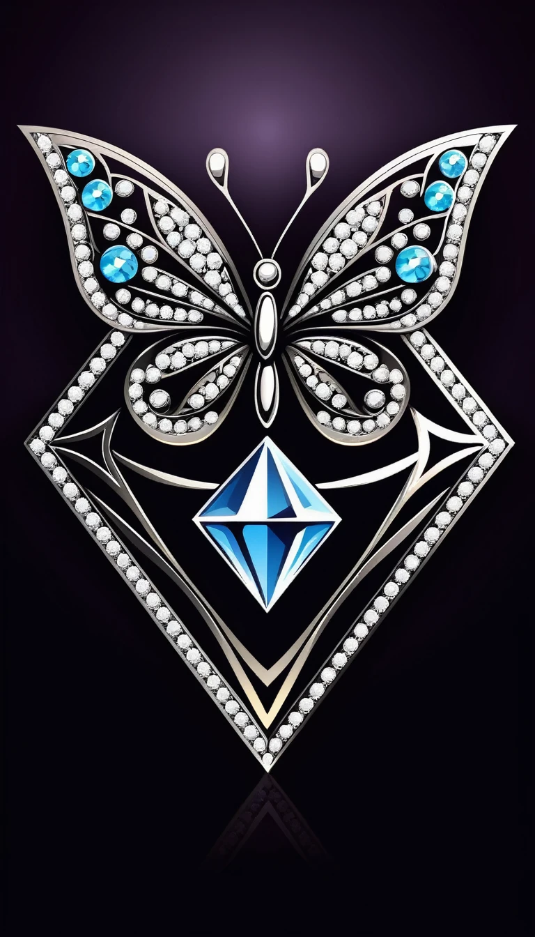 Basic logo of a butterfly with diamond, elegant, luxuoso, like a vector