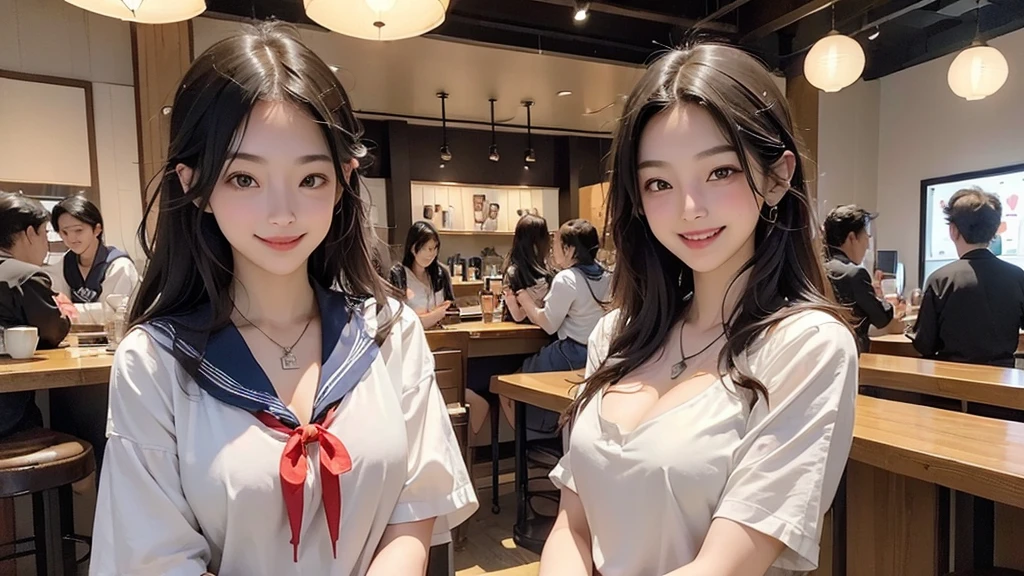 
((((((((Emphasize cleavage))))))))
((((((((A junior high school girl in a sexy white short-sleeved sailor uniform))))))))
(((((((お洒落でcuteInside the Starbucks store)))))))
8K、RAW Photos、Highest quality、Super detailed、Super Resolution、Ultra HD、8K壁紙、Amazing details



(((((((Inside the Starbucks store)))))))、
((((((Sit down and eat cake、Drink Starbucks coffee、smile))))))、((Heart Necklace))




Modern and sleek design：Interior design using natural materials、Many of the designs are warm and made using wood and metal.。
Large windows：自然光をたっぷり取り入れるためのLarge windowsがあり、Providing a bright and open space。
Green Interior：Potted plants are effectively placed、It creates a relaxing atmosphere。
artwork：Works by local artists、Starbucks-related art on display。
Cozy seating：Cushioned chairs and sofas、Bar sheet etc.、A variety of seating options available。
Open kitchen area：Being able to see how drinks and food are made、We provide peace of mind and transparency。
Unique lighting：Antique lamps and chandeliers、Modern lighting fixtures are used。
Comfortable background music：Relaxing music is playing、A comfortable space is provided。
Wide々Table space：一人でもグループでも使いやすいWide々There is a table with。
Community Table：There is a large table where you can socialize with other customers.。
Seasonal decorations：The decorations are themed according to the season.。
Design with a local feel：The design incorporates the local culture and characteristics.。
Fragrance production：コーヒーの香りが店内にWideがり、A space that satisfies the five senses has been created.。
Conversation with a barista：フレンドリーなConversation with a baristaが楽しめるカウンターエリアがあります。




8K、RAW Photos、Highest quality、masterpiece:1.2、Super detailed、Super Resolution、Ultra HD、8K壁紙、Amazing details、Photorealistic:1.4、Having fun by the water、Full Body Shot、Full body photo、High-resolution RAW color photos、Professional photos、A scene full of emotion、Very detailed and beautiful、Ultra HD、8K壁紙、Amazing details、Huge file sizes、Highly detailed beautiful girls、Highly detailed face Highly detailed eyes、Extremely realistic skin、 Highly detailed fingers, Highly detailed nose, Highly detailed mouth, Perfect ???????, Highly detailed background, Highly detailed clothing, Teen, cute女の子, Famous Japanese Idols, cute, Realistic body, Slender, White skin, Glowing Skin, Slim body, Realistic Face, Delicate eyes, double eyelid, 



