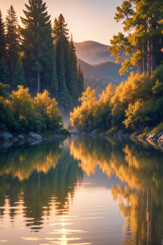 sitting by the waters edge,peaceful atmosphere,serene ambiance,nature's tranquility,gentle waves lapping,majestic view of the horizon,rippling reflections,cool breeze,moment of solitude,calm water surface,faint birds chirping,leisurely contemplation,harmony with nature,beautiful sunset colors,soft golden hues,dreamy pastel tones,subtle mist rising,sublime stillness(evoking a sense of)serenity,stunning scenic beauty,dream-like ambiance,(best quality,4k,8k,highres,masterpiece:1.2),ultra-detailed,(realistic,photorealistic,photo-realistic:1.37),HDR,magical lighting,ethereal atmosphere,tranquil escape,relaxing environment