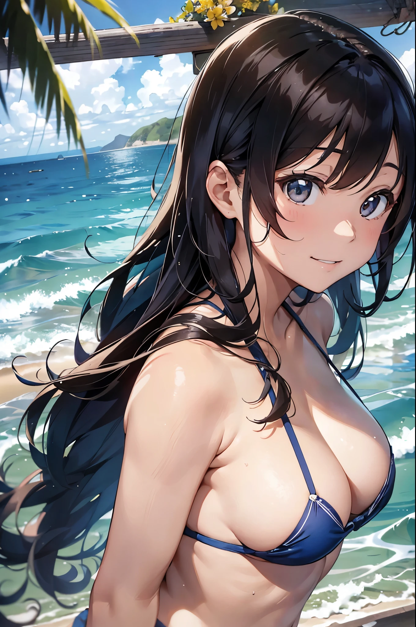 以下は2000文字of詳細なプロンプトです:：

--- Very detailed, Realistic, high-resolution 4K image of a beautiful woman standing topless by the seaside. of woman is the main focus of the image, with every detail of her appearance meticulously depicted to emphasize her natural beauty and the artistic nature of the scene. She has been a long time, Flowing, Wavy hair cascading down the back, catching the sunlight and shimmering with natural highlights. 彼女of肌は日焼けしている, Give her health, Shining and contrasting beautifully with bright light, 彼女of後ろには澄み切った青空. 

Her eyes are expressive and captivating, reflecting the joy and warmth of a perfect summer day. She is gentle, warm smile that exudes confidence and contentment, inviting viewers to share in the serene and blissful atmosphere of the seaside. Her facial features are soft and harmonious, 自然な優雅さが彼女of魅力をさらに引き立てる.

of woman is standing confidently topless, emphasizing her natural beauty and the  of the summer beach setting. 彼女of姿勢はリラックスしていながらも落ち着いています, embodying a sense of ease and grace. 彼女of肩は少し後ろに引かれている, and her arms hang naturally at her sides, 彼女of姿勢of自然な美しさをさらに引き立てている. of focus on her toplessness is tasteful and artistic, ensuring that the image remains elegant and sophisticated.

of background of the image features a stunning seaside landscape, In the endless blue sky, ふわふわof白い雲が点在. of gentle waves of the ocean lap at the shore, creating a soothing and rhythmic backdrop that complements the tranquility of the scene. of sandy beach extends into the distance, with the golden grains of sand sparkling in the sunlight.

In the distance, a few beachgoers can be seen enjoying the sun and sea, Enhance the tranquil atmosphere. of overall atmosphere of the image is bright, warm, and summery, 喜びof気持ちを呼び起こす, relaxation, and . of 