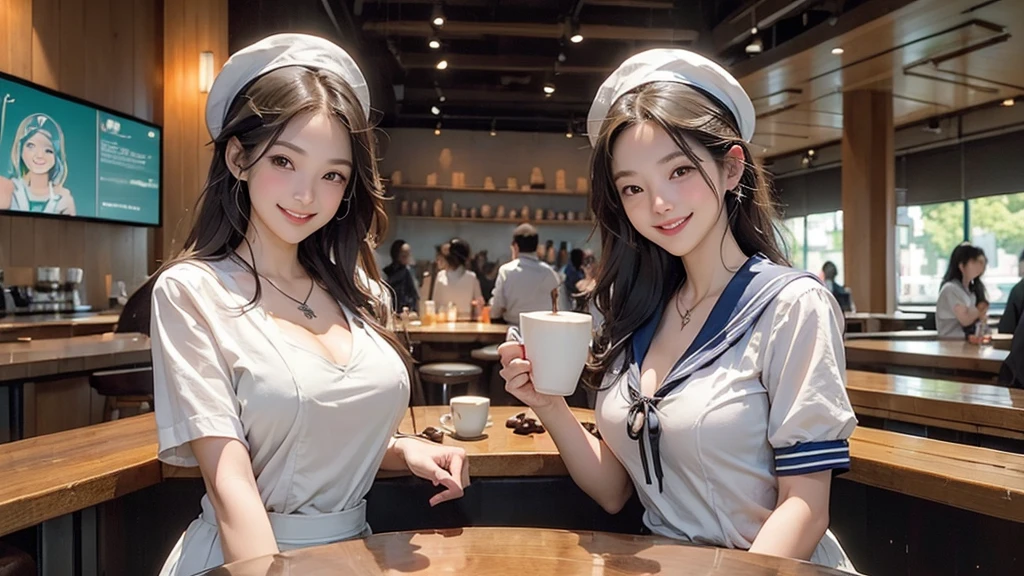 
((((((((Emphasize cleavage))))))))
((((((((A junior high school girl in a sexy white short-sleeved sailor uniform))))))))
(((((((お洒落でcuteInside the Starbucks store)))))))
8K、RAW Photos、Highest quality、Super detailed、Super Resolution、Ultra HD、8K壁紙、Amazing details



(((((((Inside the Starbucks store)))))))、
((((((Sit down and eat cake、Drink Starbucks coffee、smile))))))、((Heart Necklace))




Modern and sleek design：Interior design using natural materials、Many of the designs are warm and made using wood and metal.。
Large windows：自然光をたっぷり取り入れるためのLarge windowsがあり、Providing a bright and open space。
Green Interior：Potted plants are effectively placed、It creates a relaxing atmosphere。
artwork：Works by local artists、Starbucks-related art on display。
Cozy seating：Cushioned chairs and sofas、Bar sheet etc.、A variety of seating options available。
Open kitchen area：Being able to see how drinks and food are made、We provide peace of mind and transparency。
Unique lighting：Antique lamps and chandeliers、Modern lighting fixtures are used。
Comfortable background music：Relaxing music is playing、A comfortable space is provided。
Wide々Table space：一人でもグループでも使いやすいWide々There is a table with。
Community Table：There is a large table where you can socialize with other customers.。
Seasonal decorations：The decorations are themed according to the season.。
Design with a local feel：The design incorporates the local culture and characteristics.。
Fragrance production：コーヒーの香りが店内にWideがり、A space that satisfies the five senses has been created.。
Conversation with a barista：フレンドリーなConversation with a baristaが楽しめるカウンターエリアがあります。




8K、RAW Photos、Highest quality、masterpiece:1.2、Super detailed、Super Resolution、Ultra HD、8K壁紙、Amazing details、Photorealistic:1.4、Having fun by the water、Full Body Shot、Full body photo、High-resolution RAW color photos、Professional photos、A scene full of emotion、Very detailed and beautiful、Ultra HD、8K壁紙、Amazing details、Huge file sizes、Highly detailed beautiful girls、Highly detailed face Highly detailed eyes、Extremely realistic skin、 Highly detailed fingers, Highly detailed nose, Highly detailed mouth, Perfect Anatomy, Highly detailed background, Highly detailed clothing, Teen, cute女の子, Famous Japanese Idols, cute, Realistic body, Slender, White skin, Glowing Skin, Slim body, Realistic Face, Delicate eyes, double eyelid, 



