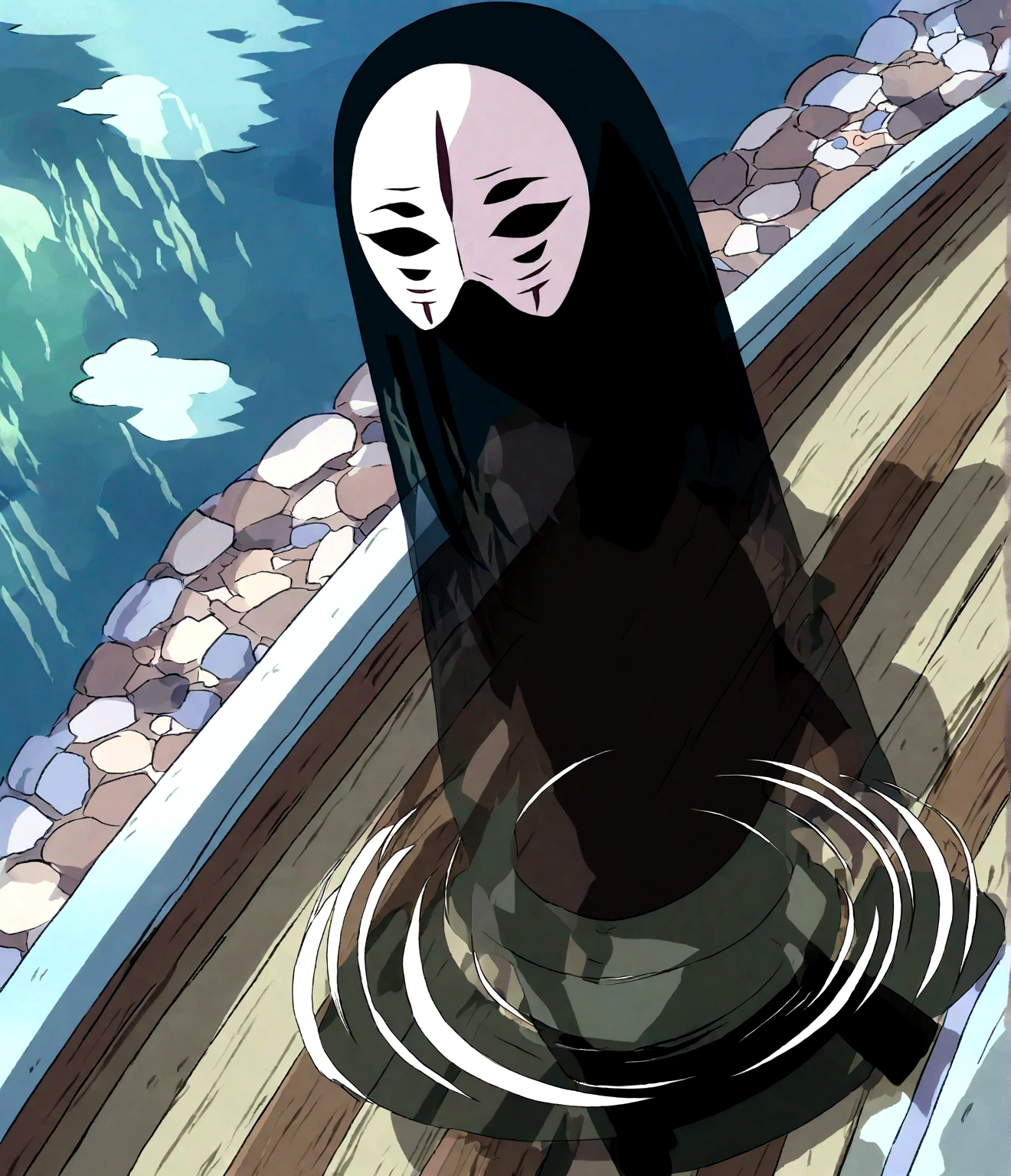 Shadowless Man，mask，(Illustration style，Miyazaki animation style)