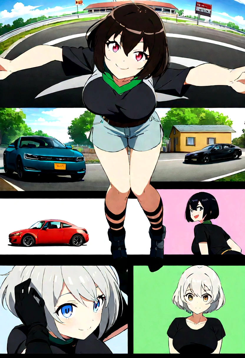 anime　anime　woman　whole body　Semi-short hair　Short Bob　Gray Hair　　Big Breasts　Gray Hairに緑のメッシュ　Shorts　Black T-shirt　　anime 　whole body　　anime　whole body　smile　３３age　whole　anime画像　Black gloves　cool　Black gloves　短くBlack gloves　　anime　　Big Breasts　グレーのShorts　anime　　anime　field　Black T-shirt　cool　anime　anime　anime　　cool　Mischievous　Evil Smile　Strong eyes　Mischievous　悪いsmile　　Aggressive　Green collar　悪いsmile　Strong eyes　I like cars　View here　field　悪いsmile　I like cars
