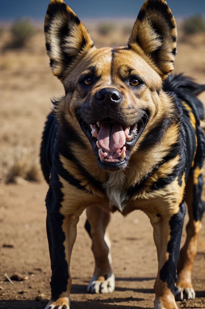 Wild dog with big teeth also boold