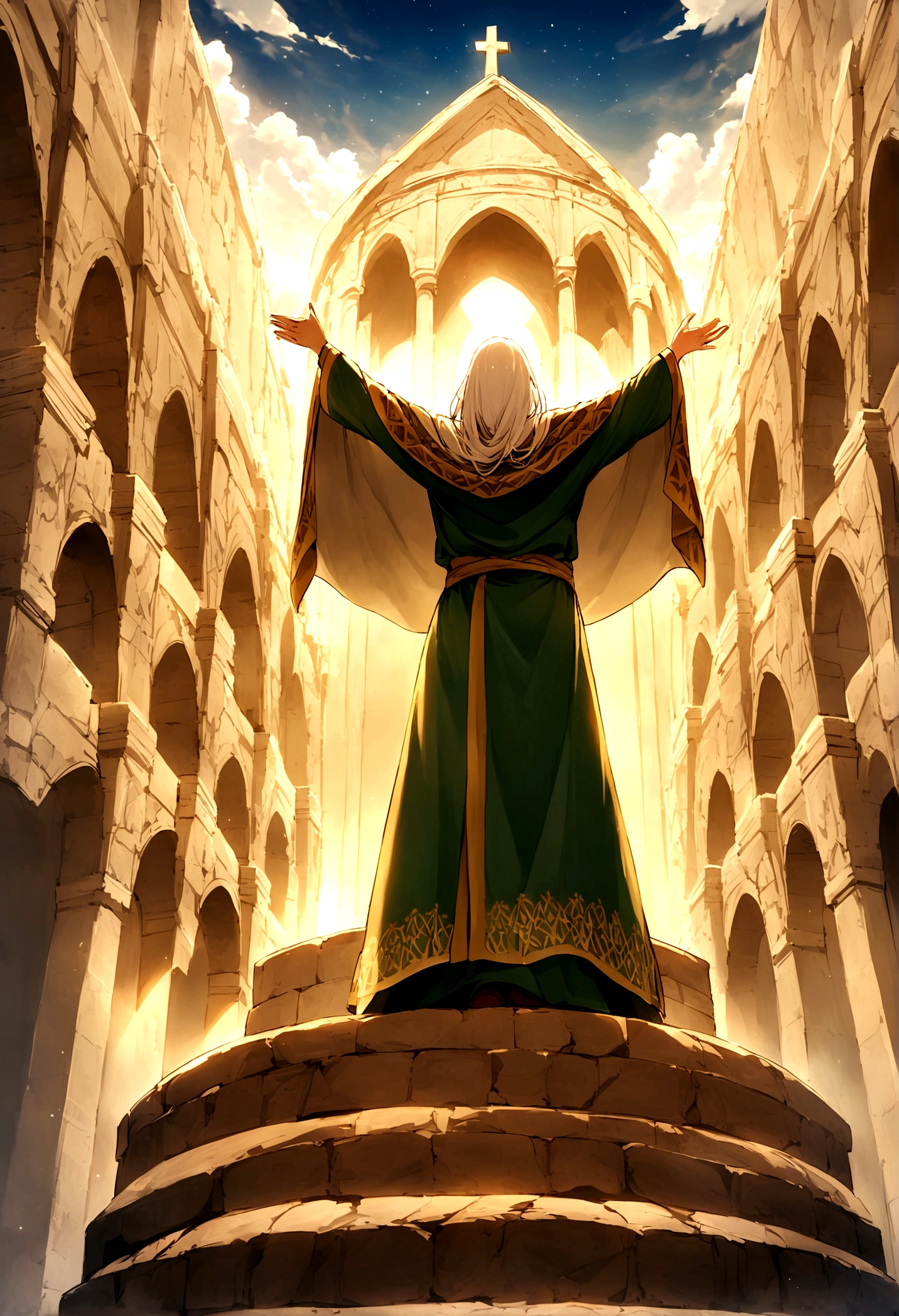 Moses' Stone Tablets of the Ten Commandments、the top of mount sinai、Moses praises God、Moses thanks God