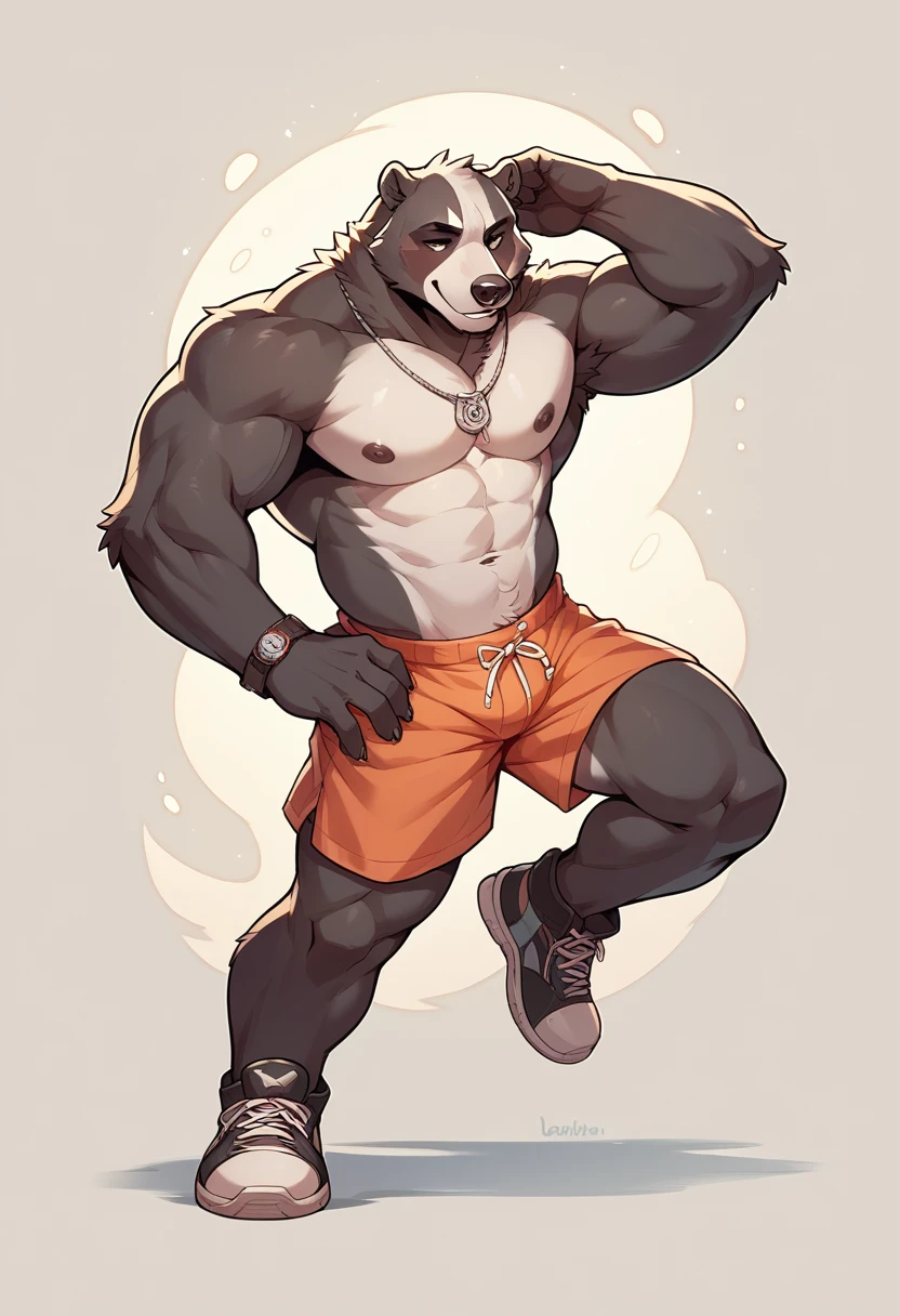 Badger, male, pose, sexy, full body,