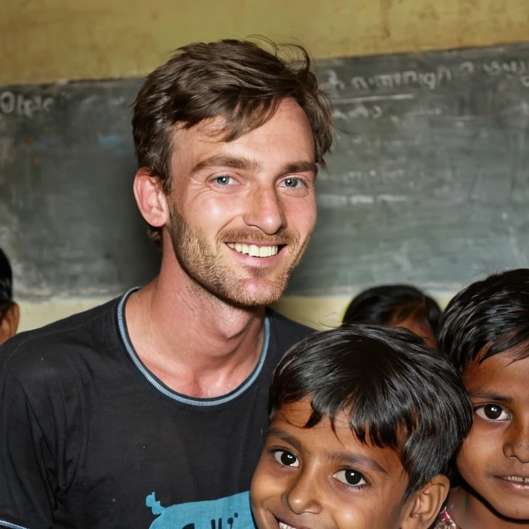 young man visits an orphanage in india 