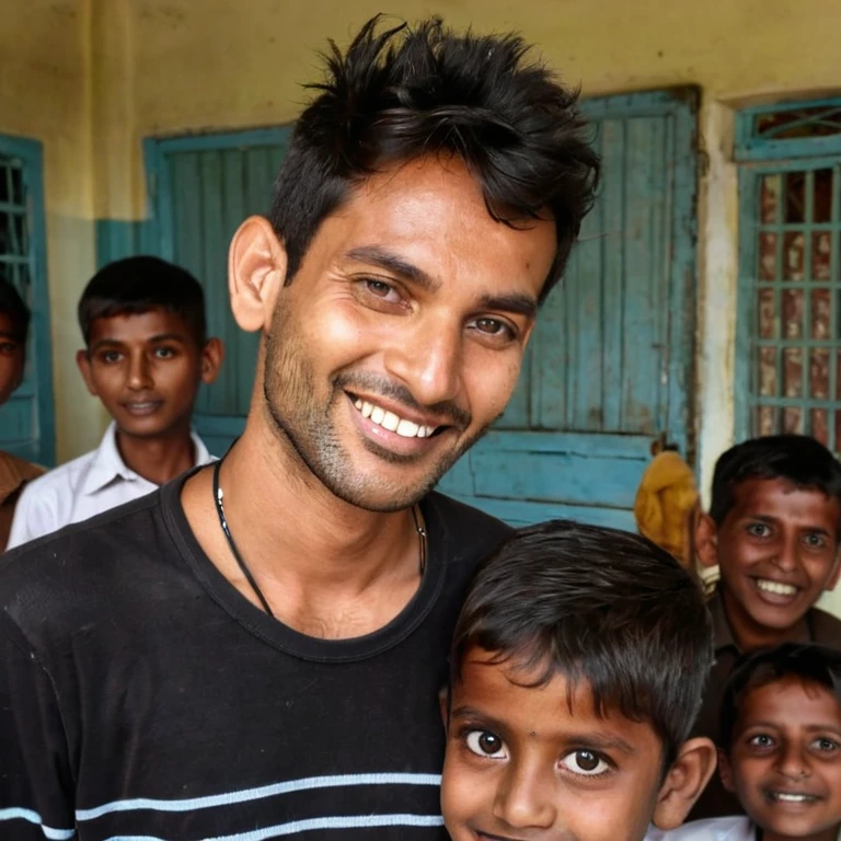 young man visits an orphanage in india