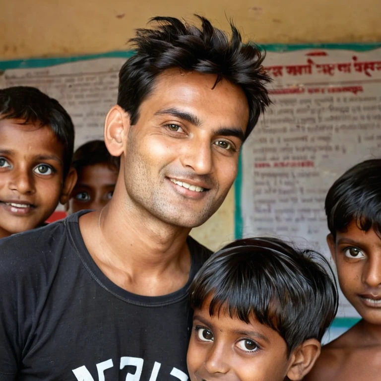 young man visits an orphanage in india