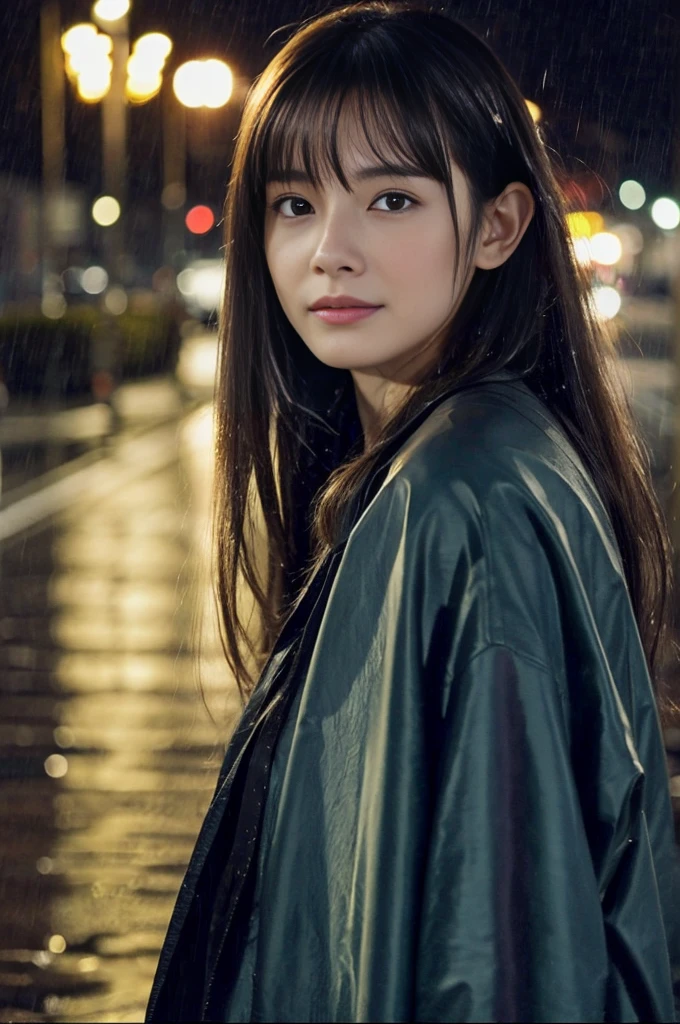 24year old beautiful girl、Half-Japanese beauty、Highest image quality、realistic、16K、beautiful woman、long hair、With bangs、Pretty slim、heavy rain、While walking through the Beach in the rain、wet from heavy rain、In the middle of Shibuya、大きめの胸、黒のTシャツ、レギンス、雨で濡れて、Heavy Rain、My hair got wet in the heavy rain、激しい雨の中