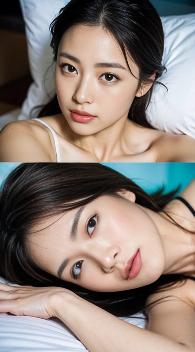 Dark brown hair、Light brown eyes、Japanese actress、 Lady、I am about 40 years old....、(Intricate details:1.2)、(Which is the top????:1.4)、 (Ultra-high resolution:1.2)、Ultra-high resolution、(Finely tuned)、(Detailed facial features)、Hmph、8K resolution、D cup size breasts、Hair length、By the pool、Venice hotel pool、Venice hotel pool、Sitting on a beach bed iBy the pool、You can see the pool in the back、Extravagant space、relax、Crop top and skirt、The hem of the skirt flutters in the wind.、,Full body photo、Head to toe shot、lying on a beach bed、Photographed while lying on a beach bed、Lie down with your butt up、Accentuate your breasts、Gentle expression、orange、Wet Hair、Wet body、Water Drop、Soaking wet、Sitting on a pool bed taking a photo of himself、Top view、Selfie、Reach out and take a photo、