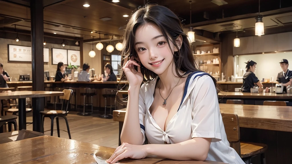 
((((((((Emphasize cleavage))))))))
((((((((A junior high school girl in a sexy white short-sleeved sailor uniform))))))))
(((((((お洒落でcuteInside the Starbucks store)))))))
8K、RAW Photos、Highest quality、Super detailed、Super Resolution、Ultra HD、8K壁紙、Amazing details



(((((((Inside the Starbucks store)))))))、
((((((Sit down and eat cake、Drink Starbucks coffee、smile))))))、((Heart Necklace))




Modern and sleek design：Interior design using natural materials、Many of the designs are warm and made using wood and metal.。
Large windows：自然光をたっぷり取り入れるためのLarge windowsがあり、Providing a bright and open space。
Green Interior：Potted plants are effectively placed、It creates a relaxing atmosphere。
artwork：Works by local artists、Starbucks-related art on display。
Cozy seating：Cushioned chairs and sofas、Bar sheet etc.、A variety of seating options available。
Open kitchen area：Being able to see how drinks and food are made、We provide peace of mind and transparency。
Unique lighting：Antique lamps and chandeliers、Modern lighting fixtures are used。
Comfortable background music：Relaxing music is playing、A comfortable space is provided。
Wide々Table space：一人でもグループでも使いやすいWide々There is a table with。
Community Table：There is a large table where you can socialize with other customers.。
Seasonal decorations：The decorations are themed according to the season.。
Design with a local feel：The design incorporates the local culture and characteristics.。
Fragrance production：コーヒーの香りが店内にWideがり、A space that satisfies the five senses has been created.。
Conversation with a barista：フレンドリーなConversation with a baristaが楽しめるカウンターエリアがあります。




8K、RAW Photos、Highest quality、masterpiece:1.2、Super detailed、Super Resolution、Ultra HD、8K壁紙、Amazing details、Photorealistic:1.4、Having fun by the water、Full Body Shot、Full body photo、High-resolution RAW color photos、Professional photos、A scene full of emotion、Very detailed and beautiful、Ultra HD、8K壁紙、Amazing details、Huge file sizes、Highly detailed beautiful girls、Highly detailed face Highly detailed eyes、Extremely realistic skin、 Highly detailed fingers, Highly detailed nose, Highly detailed mouth, Perfect Anatomy, Highly detailed background, Highly detailed clothing, , cute女の子, Famous Japanese Idols, cute, Realistic body, Slender, White skin, Glowing Skin, Slim body, Realistic Face, Delicate eyes, double eyelid, 



