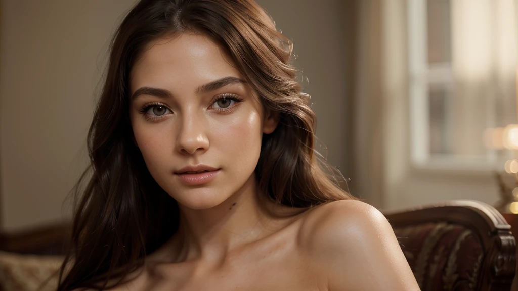 a beautiful young woman,incredibly detailed face and eyes,long eyelashes,delicate facial features,elegant posture,detailed skin textures,flawless complexion,graceful hands,intricate hair strands,soft lighting,cinematic composition,warm color tones,digital painting,highly detailed,photorealistic,masterpiece,8k,ultra-detailed