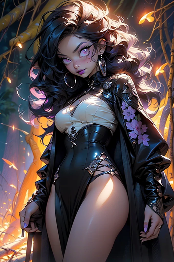 goth girl,(((1girl))),((extremely cute and beautiful black haired anime goth girl)),((())),

(large breasts:1.2),((((black wavy hair:1.35,absurdly long unkempt hair,messy hair,colored inner hair,ear breathing)))),((purple_eyes:1.5)),intricate eyes,beautiful detailed eyes,symmetrical eyes,Big eyes:1.5,((fat)),(((lustrous skin:1.5,bright skin: 1.5,skin tanned,shiny skin,very shiny skin,shiny body,plastic glitter skin,exaggerated shiny skin,illuminated skin))),(spider lower abdomen,narrow waist,wide hip,athletic body,inflated legs,thick thighs,detailed body,(detailed face)),

cute,slutty,seductive,erotic,(nsfw),

Her clothing is an exciting fusion between Spawn and Lady Death resulting in a new outfit that embodies elements of both,zettai ryouiki,revealing clothing,show skin,(((Sexy goth coat, goth coat outfit, wearing a goth coat:1.3,black winter coat))),((black mini-skirt,black mini skirt,visible thong straps)),((underpants strap)),((black corset)),(black gloves,black gothic clothes,semi-naked,with little goth clothing),(((Black Eyeshadow,Thick Black Eyeliner,Long Dramatic Eyelashes,Black Lips,Goth Accessories,intricate makeup))),Hooded cape, (Red suit Lava volcano fire texture: 1.4), black sexy lingerie, panties,(((lace on your clothes,intricate outfit,intricate clothes,embroidered outfit,ornate outfit,embroidered clothes,ornate clothes))),

(dynamic pose:1.0),embarrassed,(centered,scale to fit dimensions,Rule of thirds),

((((many fireflies,fireflies,glowing fireflies,fireflies in the background)))),

((deep and dark cavern)),(mysterious lights in the background, stalagmites, stalactites),scenery:1.25,intricate scenery,((deep and dark cavern background)),

(Glossy winter ornaments),highres,sharp focus,(ultra detailed,extremely detailed),(photorealistic artwork:1.37),(extremely detailed CG unity 8k wallpaper),(((vibrant colors,vibrant theme))),(intricate),(masterpiece),(best quality),artistic photography,(photography taken by sldr),(intricate background)