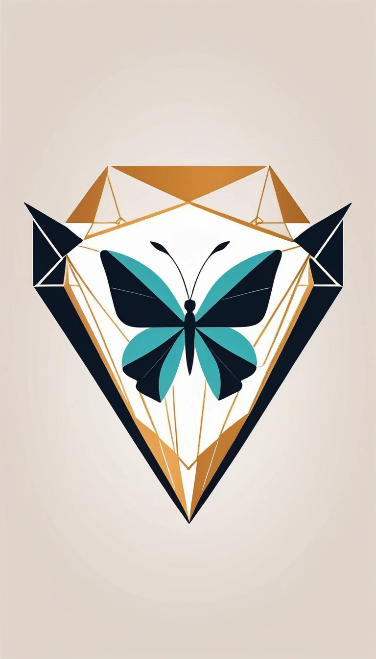 Basic logo of a butterfly with diamond, geometric, abstract, modern, like a vector, minimalistc