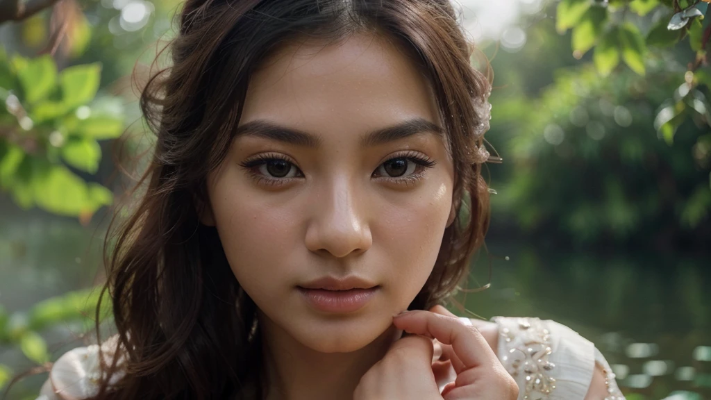 a beautiful young asian woman, detailed face, beautiful detailed eyes, beautiful detailed lips, long eyelashes, flawless skin, elegant hairstyle, beautiful detailed hands, graceful pose, serene expression, detailed clothing, nature background, (best quality,4k,8k,highres,masterpiece:1.2),ultra-detailed,(realistic,photorealistic,photo-realistic:1.37),cinematic lighting,vibrant colors,delicate facial features,intricate details,serene atmosphere, small nose