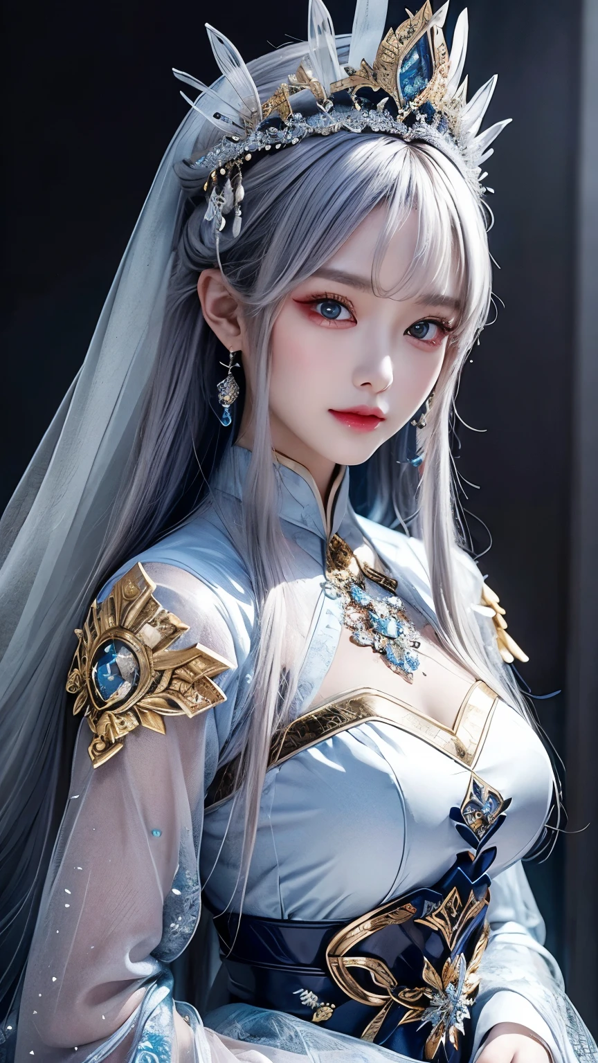 Non-NSFW、Realistic、Highest quality、Highest quality、masterpiece、Ultra-high resolution、RAW Photos、Realistic、Bright lighting、Face Light、Smooth Professional Lighting、Looking into the camera、alone、Adult female、Beautiful woman、Super Beauty、realistic skin、Moisturized Skin、Realistic eyes and faces、Perfect model body shape、Beautiful Eyes、Big eyes、Inconspicuous tear bags、slim、No bra、Beautiful fingers、very long hair、Silver Hair、Blue Eyes、Looks happy、(Both ears are hidden by hair)、Fantasy World、Medieval Europe、saint、(((Holy Priestess)))、Inside the temple、(Saint's pure white costume:1.2), Small Ass, (Large Breasts:1.3),(Venus' Nipples:1.2), A konigsreuter, (Chain Body Jewelry:1.5),(from behind:2.5)