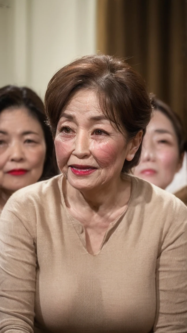 (Hotel Rooms), gravure, Depict lips accurately, Red lipstick, From the chest up, In underwear, senior citizen,Mature Woman, Flashy face, Highest quality, super high quality, Realistic, Ultra-dense skin, Perfect description, (1 Japanese Mature Woman), (erotic), 100 years old, (Wrinkles around the eyes:1.5) , Chubby body type, Muchimuchi,(((plump Mature Woman1.4)))、Goddess of Eros, (Beautiful and realistic Japanese:1.3), Beautiful Face, Elegant face, Japanese Actress, Beautiful woman, In detail, Big Breasts, Fascinating, Glamour, sexy, Pure white skin, Looking at the audience,