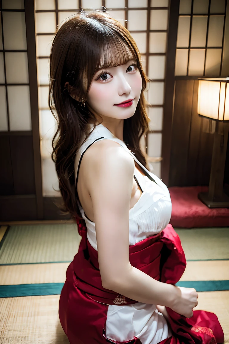 (masterpiece)), ((best quality)), (ultra-detailed), ((kawaii)), cute, (lovely), ((y)), (ero), ((extremely detailed)), 4K, (8K), nsfw, A young Japanese idol, topless, sitting on a tatami mat in a traditional Japanese room. Her back is facing the camera as she prepares for a tea ceremony, covering her chest with her arms. The background features traditional Japanese decor. Highly detailed, cultural, artistic, tasteful.
