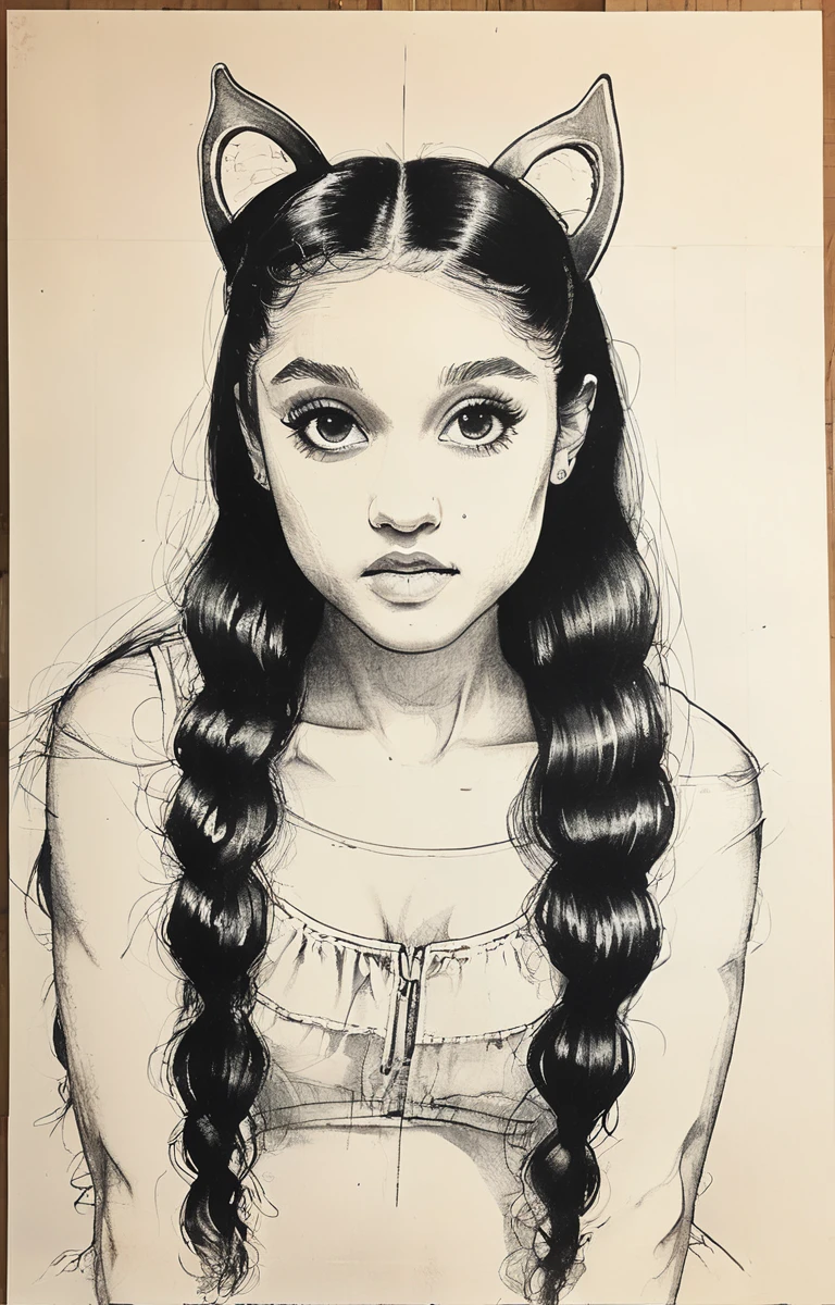 ink drawing of ariana grande