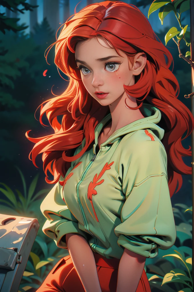  girls, in the forest, nude, having lesbian sex, blond hair, red hair, wet, dripping, orgasm expression 