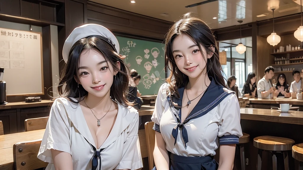 
((((((((Emphasize cleavage))))))))
((((((((A junior high school girl in a sexy white short-sleeved sailor uniform))))))))
(((((((お洒落でcuteInside the Starbucks store)))))))
8K、RAW Photos、Highest quality、Super detailed、Super Resolution、Ultra HD、8K壁紙、Amazing details



(((((((Inside the Starbucks store)))))))、
((((((Sit down and eat cake、Drink Starbucks coffee、smile))))))、((Heart Necklace))




Modern and sleek design：Interior design using natural materials、Many of the designs are warm and made using wood and metal.。
Large windows：自然光をたっぷり取り入れるためのLarge windowsがあり、Providing a bright and open space。
Green Interior：Potted plants are effectively placed、It creates a relaxing atmosphere。
artwork：Works by local artists、Starbucks-related art on display。
Cozy seating：Cushioned chairs and sofas、Bar sheet etc.、A variety of seating options available。
Open kitchen area：Being able to see how drinks and food are made、We provide peace of mind and transparency。
Unique lighting：Antique lamps and chandeliers、Modern lighting fixtures are used。
Comfortable background music：Relaxing music is playing、A comfortable space is provided。
Wide々Table space：一人でもグループでも使いやすいWide々There is a table with。
Community Table：There is a large table where you can socialize with other customers.。
Seasonal decorations：The decorations are themed according to the season.。
Design with a local feel：The design incorporates the local culture and characteristics.。
Fragrance production：コーヒーの香りが店内にWideがり、A space that satisfies the five senses has been created.。
Conversation with a barista：フレンドリーなConversation with a baristaが楽しめるカウンターエリアがあります。




8K、RAW Photos、Highest quality、masterpiece:1.2、Super detailed、Super Resolution、Ultra HD、8K壁紙、Amazing details、Photorealistic:1.4、Having fun by the water、Full Body Shot、Full body photo、High-resolution RAW color photos、Professional photos、A scene full of emotion、Very detailed and beautiful、Ultra HD、8K壁紙、Amazing details、Huge file sizes、Highly detailed beautiful girls、Highly detailed face Highly detailed eyes、Extremely realistic skin、 Highly detailed fingers, Highly detailed nose, Highly detailed mouth, Perfect Anatomy, Highly detailed background, Highly detailed clothing, Teen, cute女の子, Famous Japanese Idols, cute, Realistic body, Slender, White skin, Glowing Skin, Slim body, Realistic Face, Delicate eyes, double eyelid, 



