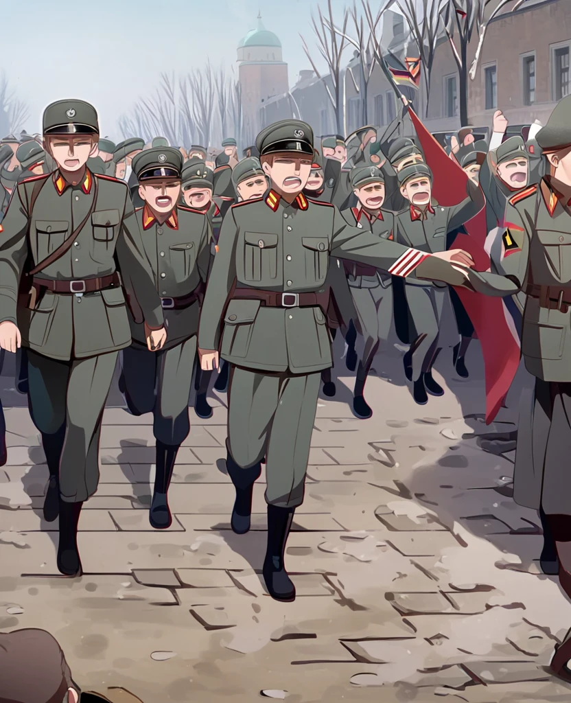 The Red Army marched in stride,Eyes resolute