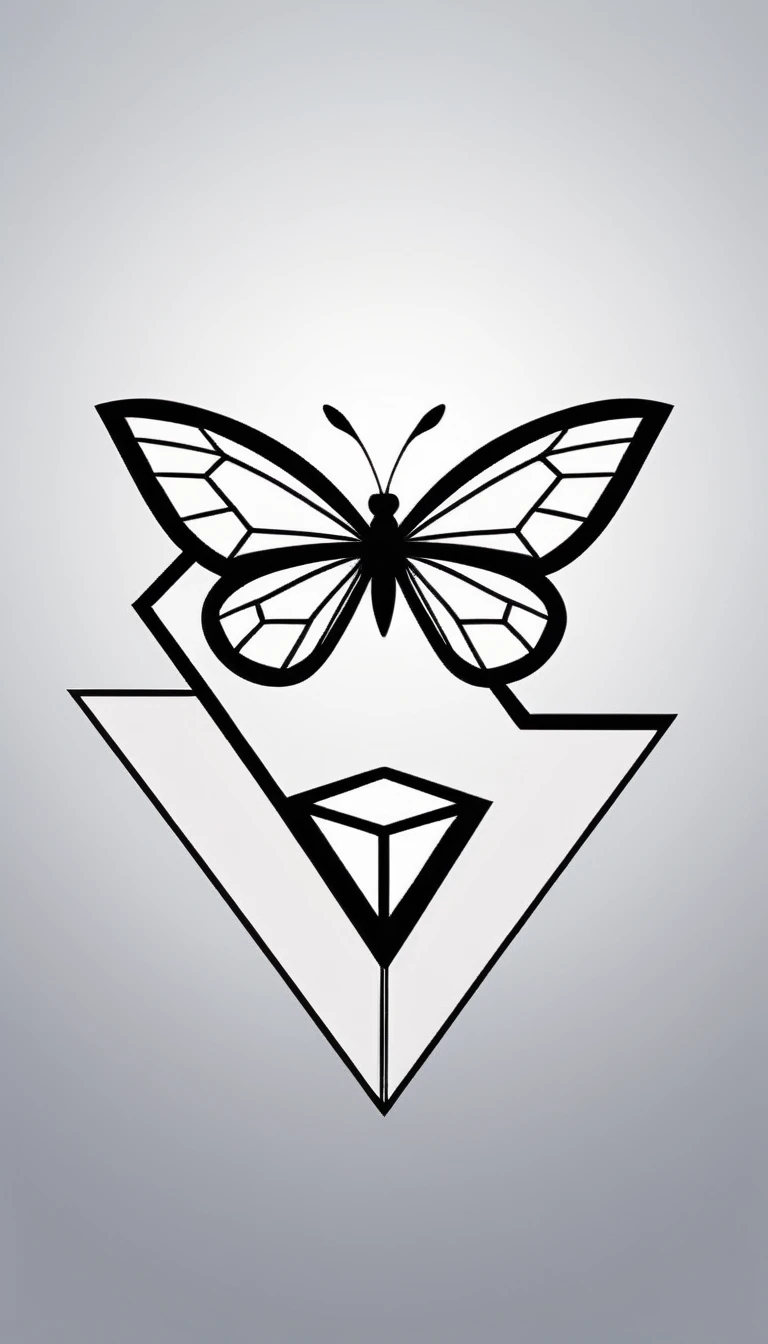 Basic logo of a butterfly with diamond, geometric, abstract, modern, like a vector, minimalistc