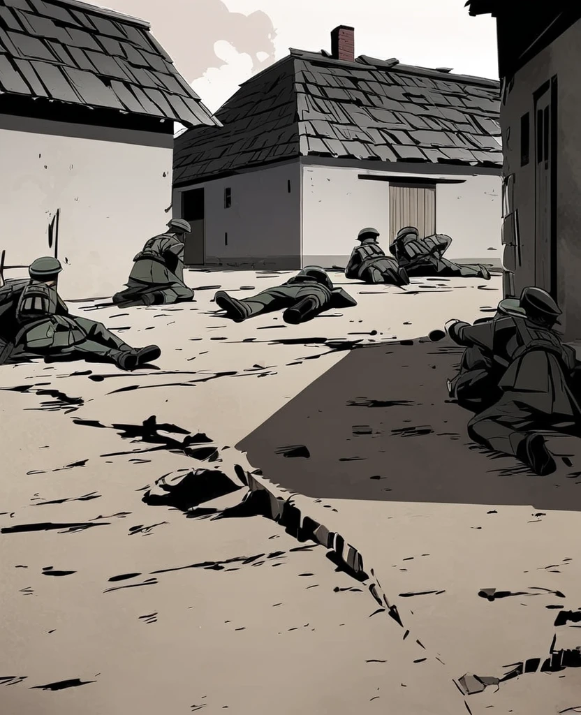 German  soldiers kill people in the village.