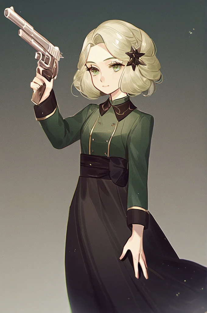 ((Лучшее качество)), ((шедевр)), (подробный), Rebecca with a gun