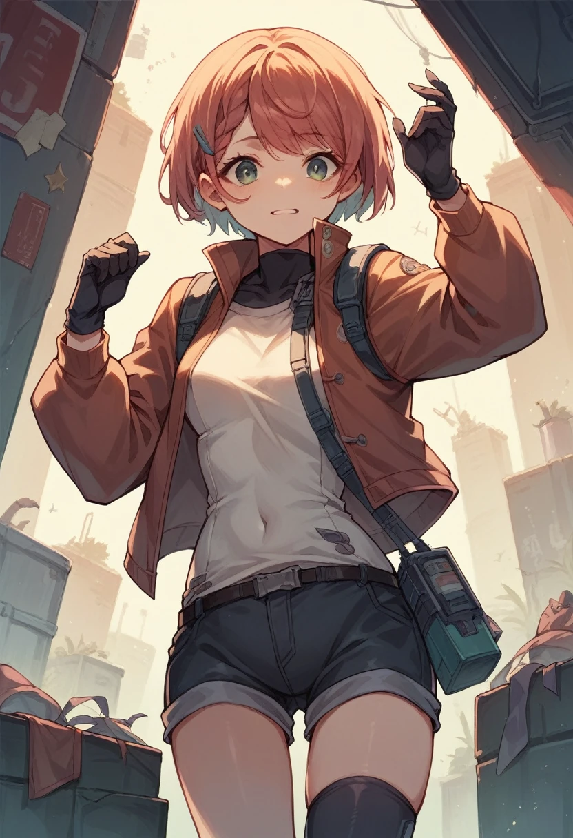 masterpiece, best quality, extremely detailed, A cute girl has jumped out of the pages of a manga comic book, dressed in stylish futuristic clothing.