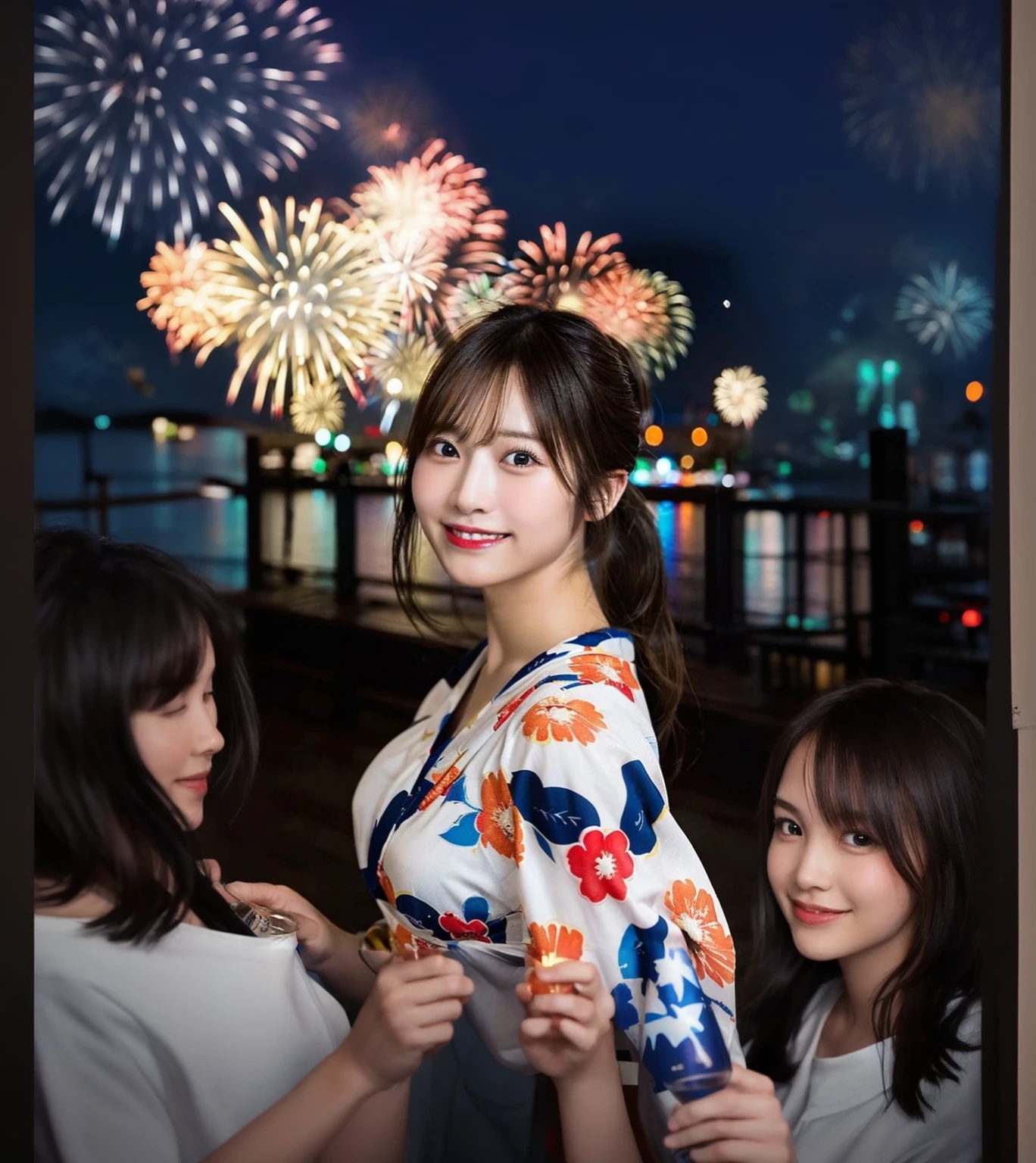 A toast while watching the fireworks