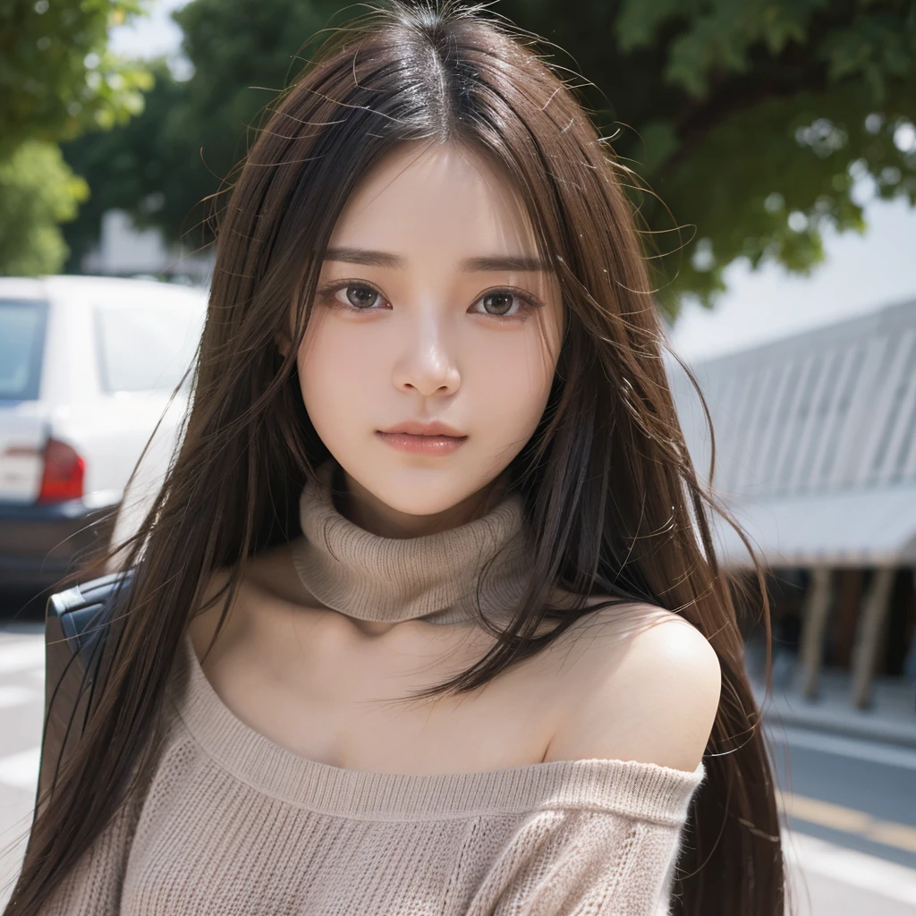 (Colossal tits、Turtleneck knitwear、Shoulder bag)、(top-quality,masterpiece:1.3,超A high resolution,),(ultra-detailliert,Caustics),(Photorealsitic:1.4,RAW shooting,)Ultra-realistic capture,A highly detailed,high-definition16Kfor human skin、 Skin texture is natural、、The skin looks healthy with an even tone、 Use natural light and color,One Woman,japanes,,kawaii,A dark-haired,Middle hair,(depth of fields、chromatic abberation、、Wide range of lighting、Natural Shading、)、(Hair swaying in the wind:1.2)、Streets of Tokyo