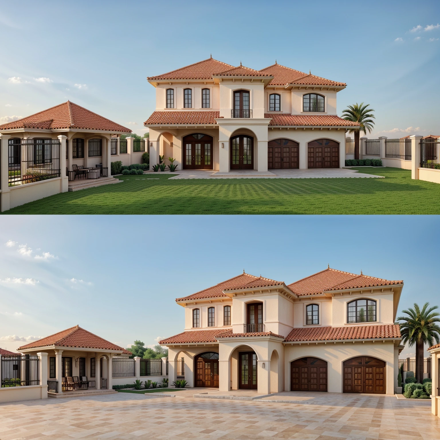 PLATFORM KTHOUSE, (Mediterranean Revival house , Mediterranean Moldings:1.3, close houses and trees), (Mediterranean Revival style architecture), Clay Effect wall:1.4 , midnoon:1.3