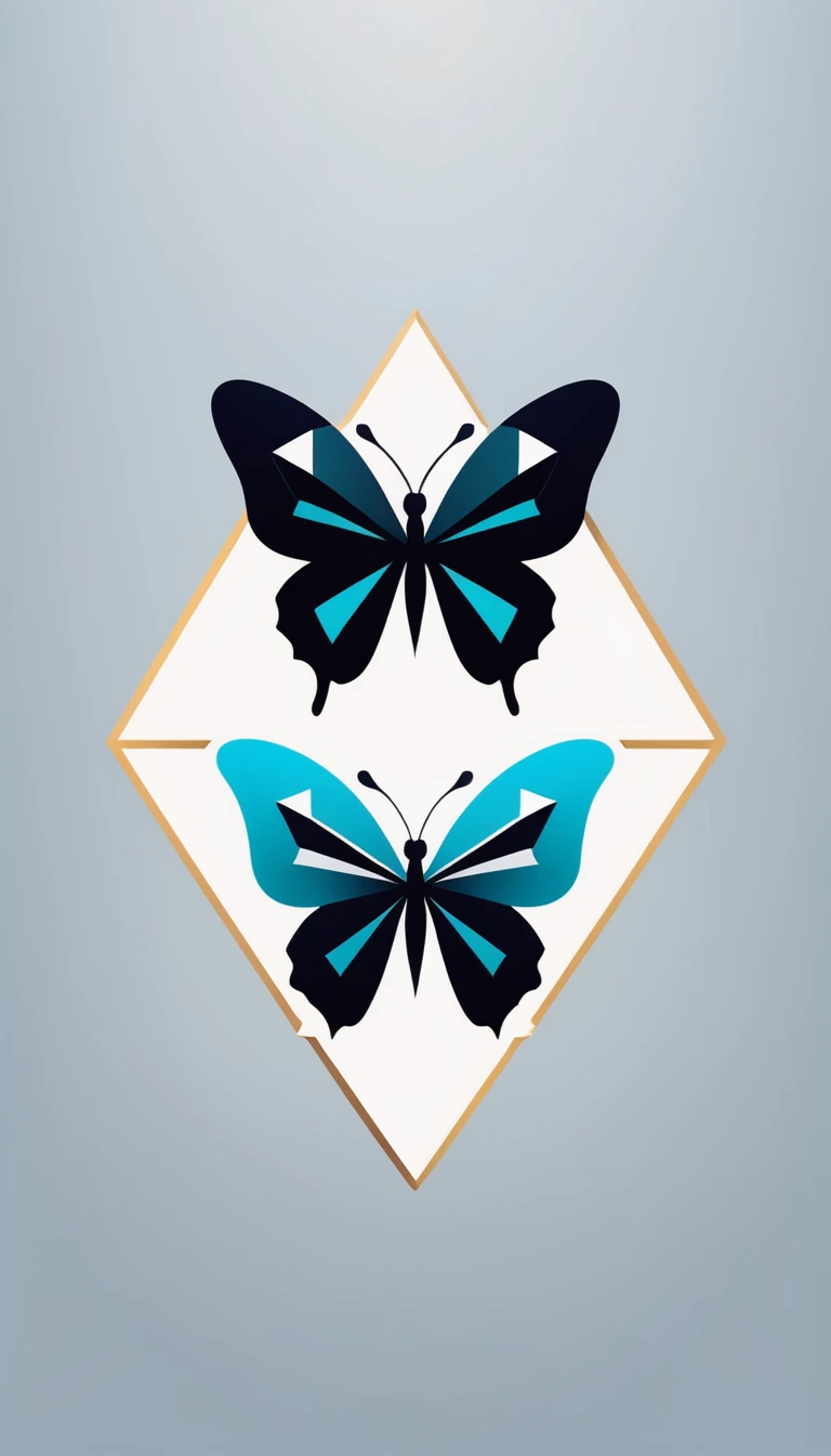 Basic logo of a butterfly with diamond, geometric, abstract, modern, like a vector, minimalistc