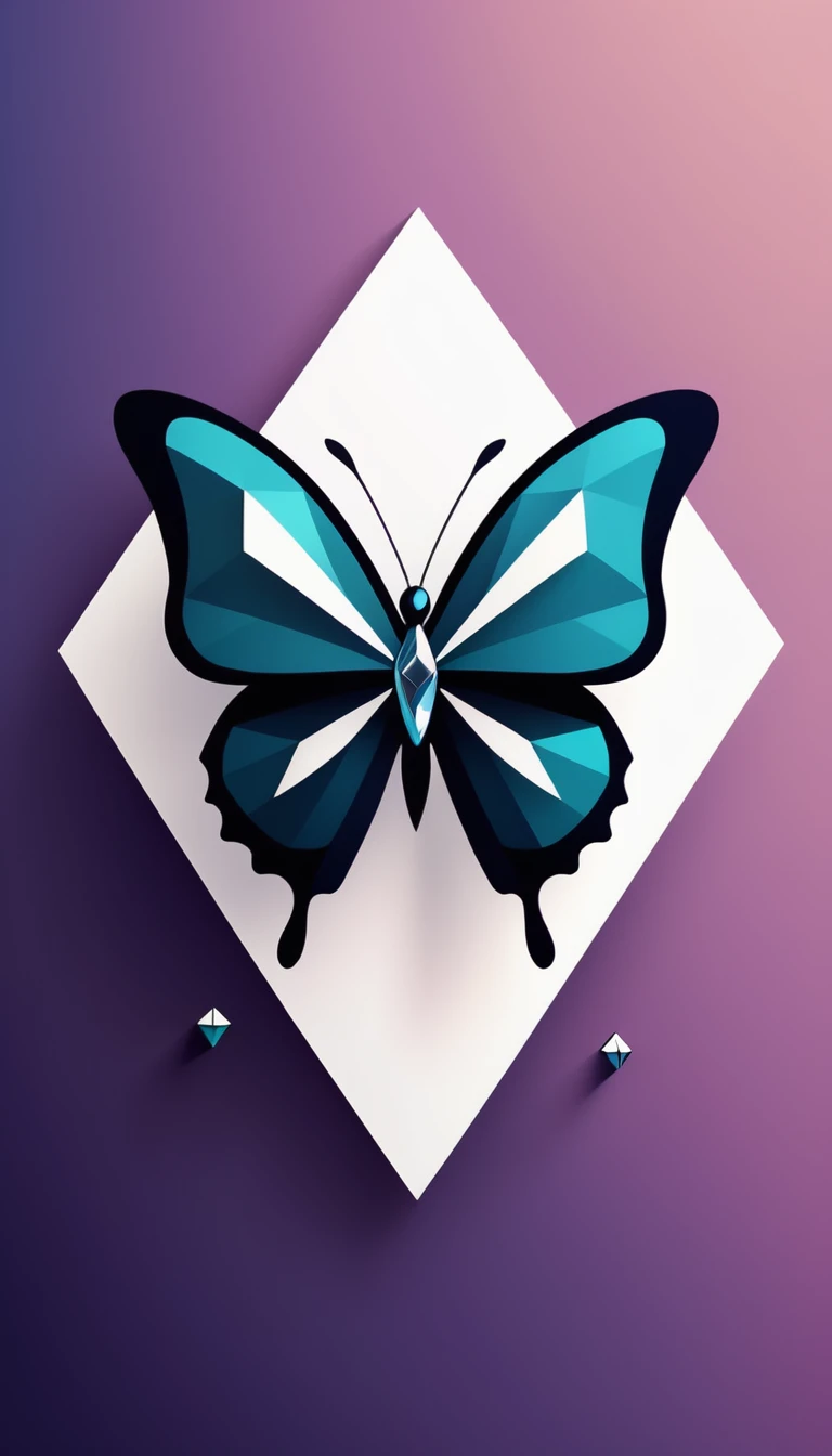 Basic logo of a butterfly with diamond, geometric, abstract, modern, like a vector, minimalistc
