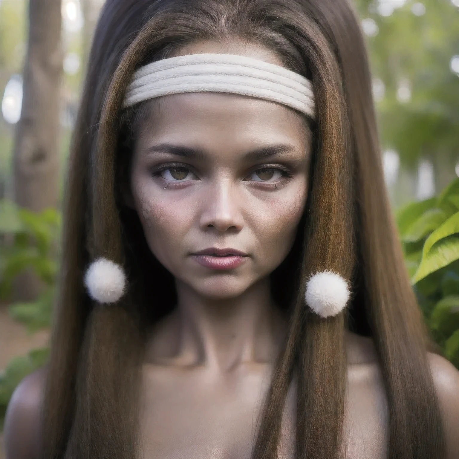 a close up of a person with white paint on their face, aboriginal capirote, aboriginal, award winning cinematic still, still from the film, new guinea mud man, songlines, still from a live action movie, still from a music video, her face is covered with mud, still from film, aboriginal australian hipster, still from nature documentary