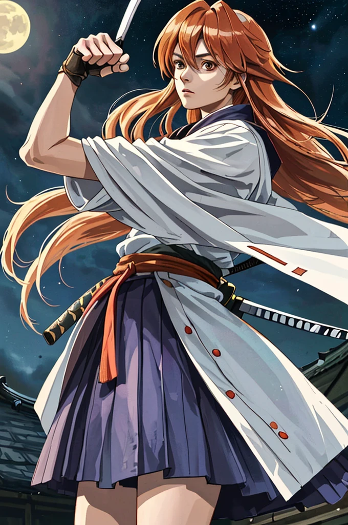 Highest quality，High resolution，((chee々Yushin_Rurouni Kenshin)) ，One person，（knife），（white_coat），bandage，mummy，male，One personで，Middle Age，（Rurouni Kenshin），strongest，Anime Style，（Night Sky_background），(Limbs)，(Full Finger)，(Accurate fingertips), (The finer details), (Super detailed)，4K，(high resolution)，whole body, (Front angle), Looking at the camera,masterpiece，(Subtle details)，(Intricate details)，Octane Rendering，(Hyper Detail)，