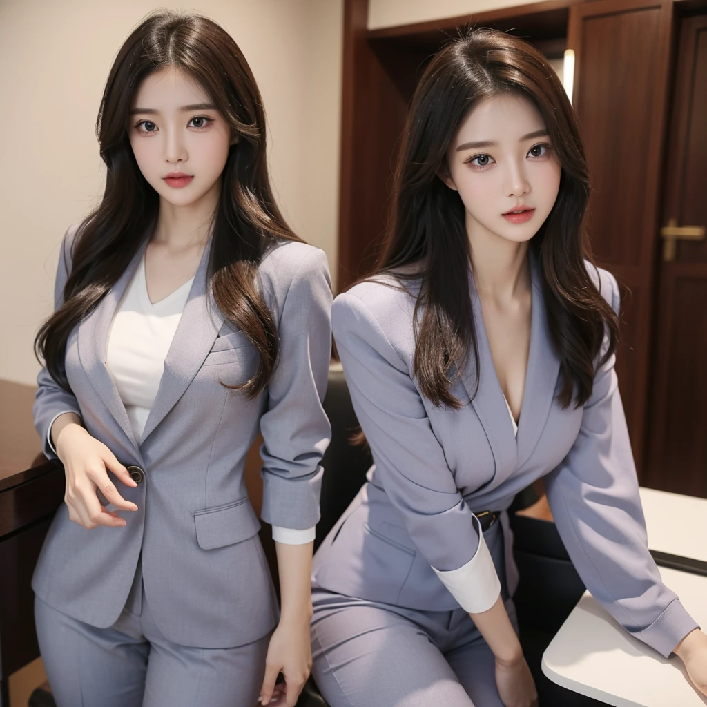Beauty、BeautyOL、Detailed face、Realistic、beautiful girl、Beauty、Office Lady Uniform、beauty、Beautiful woman、Show off a slim waist、Handsome woman、Tight pants look、suit、Sexy pose、