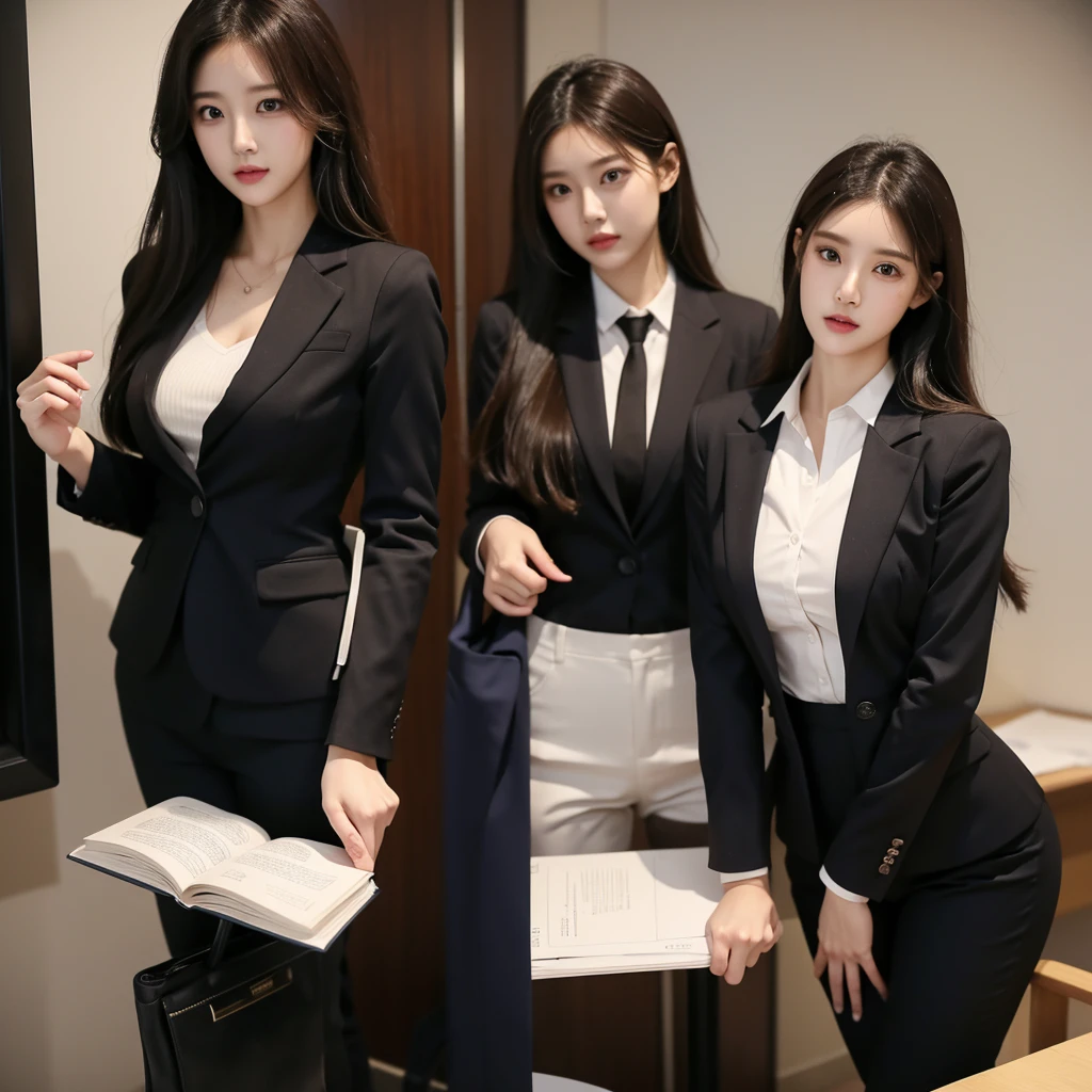 Beauty、BeautyOL、Detailed face、Realistic、beautiful girl、Beauty、Office Lady Uniform、beauty、Beautiful woman、Show off a slim waist、Handsome woman、Tight pants look、suit、Sexy pose、
