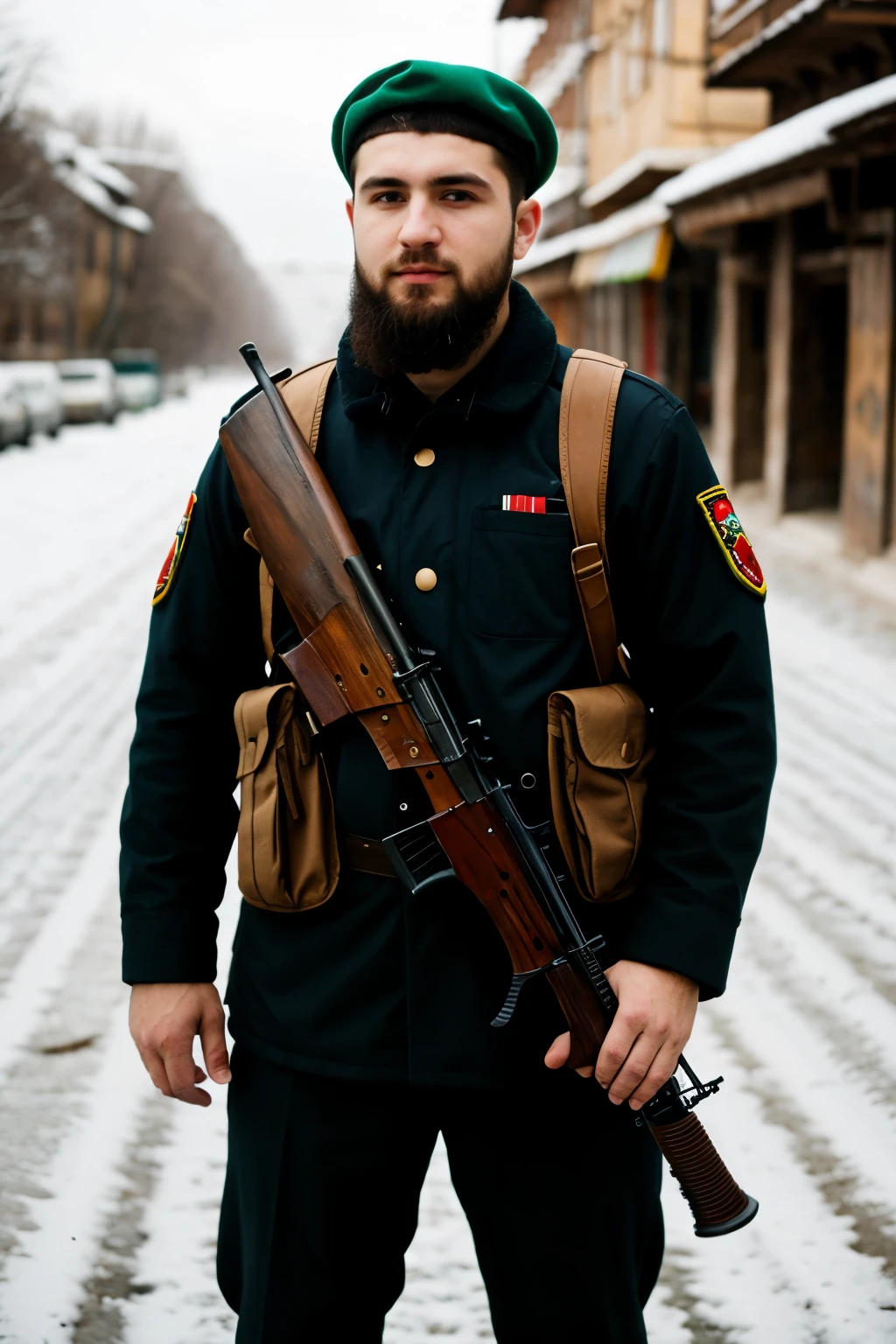 chechen guy with weapon