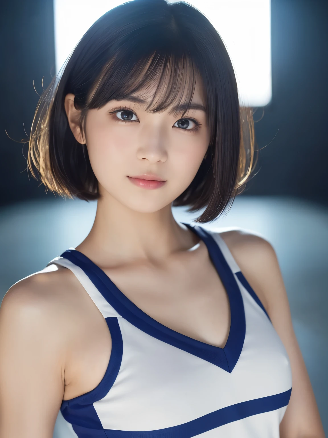 (Holding a pompom:1.3), (Cheerleader:1.2), (beautiful girl:1.3), (17 years old), (Highest quality:1.4), (Very detailed), (Very detailed美しい顔と目), (Sweat:1.2),Symmetrical eyes, (Dance 1.5), (Look Away:1.5), (Cheerleaderの衣装:1.3), smile, Open your mouth, White skin, Great face, iris, Short Bob Hair, (Skinny body type:1.2), (Flat Chest:1.2),Smooth, Very detailed CG 統合 8k 壁紙, High-resolution RAW color photos, Professional photography, Light, BackLight, dream-like, impressive, Written boundary depth, Basketball court, Cowboy Shot, (Close-up of face:1.2)
