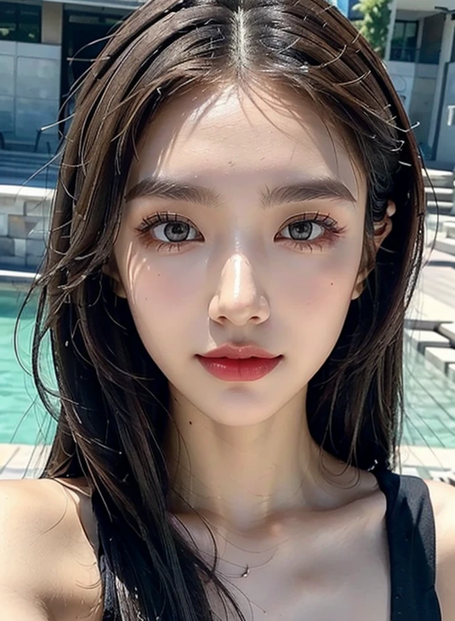 A girl blach/grey hair and brown/orange/grey eyes, korean/japanese/philippines/chinese/croatian/albanian/KOSOVO/german/france/... Mixing gene, only face hair make up and neck and bit of shoulders to see, daintily, Powerful, Shy. 1,53 m tall. 21 years old, Aquarius ♒
