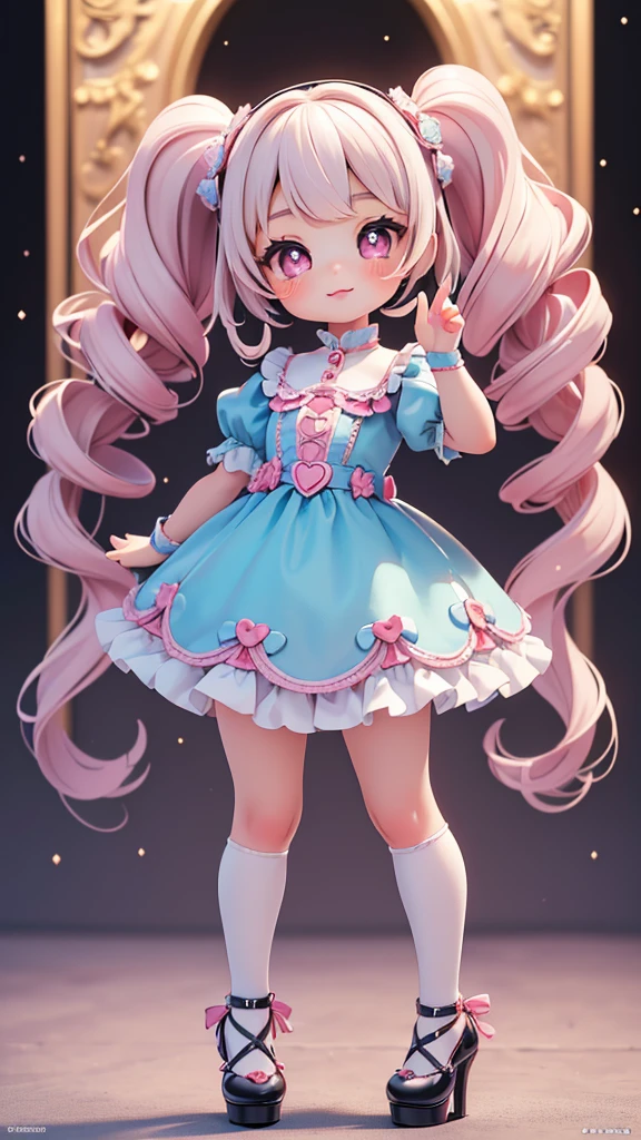 ((petite bishojo, little 2girls)), ((cute face)), ((heart shaped pupils)), ((masterpiece)), ((best quality)), ((ultra detailed)), ((exquisite)), ((depth)), ((crisp)), ((16k)), ((beautiful and aesthetic)), ((super detailed skin)), ((high standard)), ((highres)), ((perfect anatomy)), (full body), (blush), (lipstick), ((dolly)), (((kawaii pose))), (white, blue, black), (perfect fingers), (perfect hands)