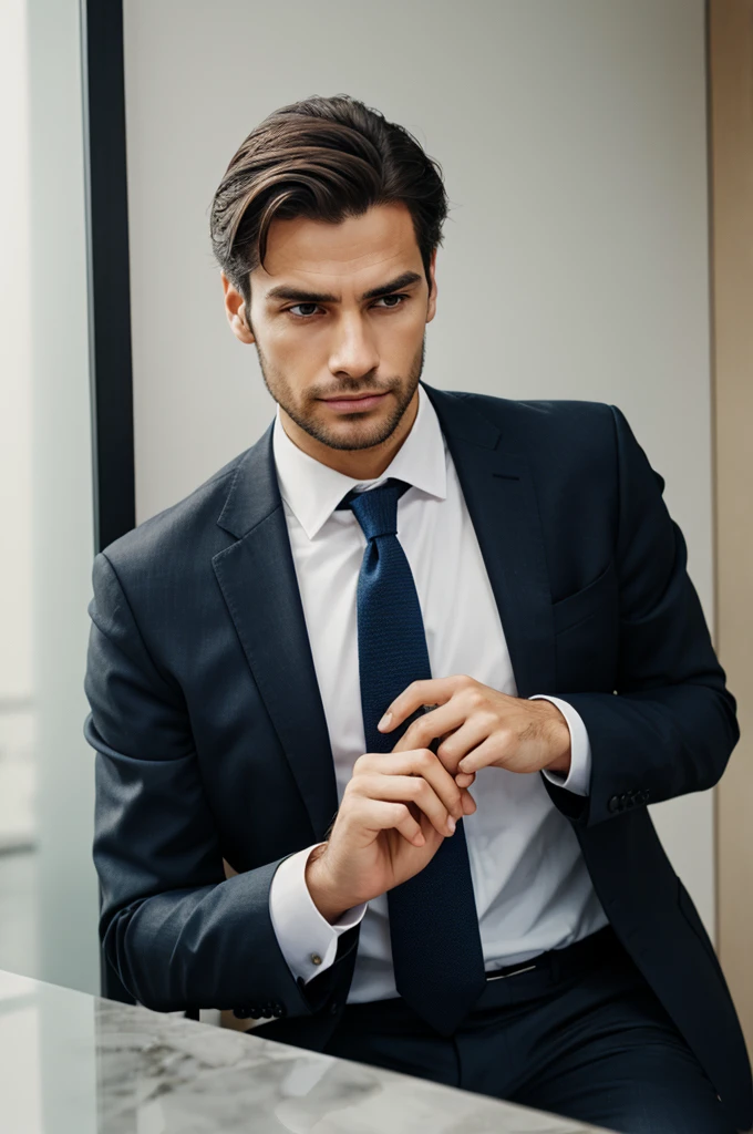 Business men cross his hand