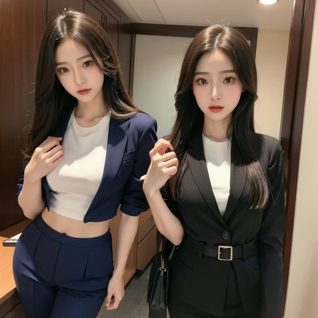 Beauty、BeautyOL、Detailed face、Realistic、beautiful girl、Beauty、Office Lady Uniform、beauty、Beautiful woman、Show off a slim waist、Handsome woman、Tight pants look、suit、Sexy pose、