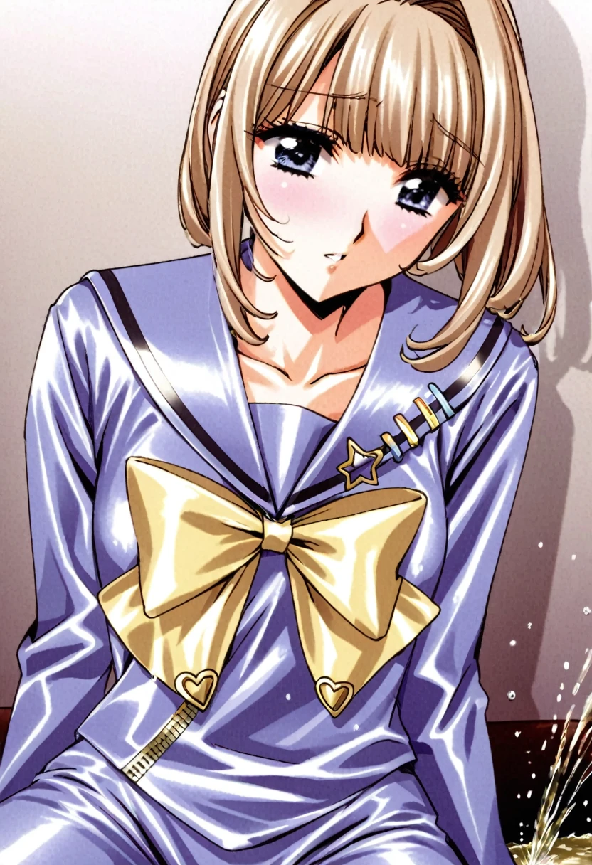 A super beautiful girl in a shiny sailor suit　Super Ten-chan　　She's peeing